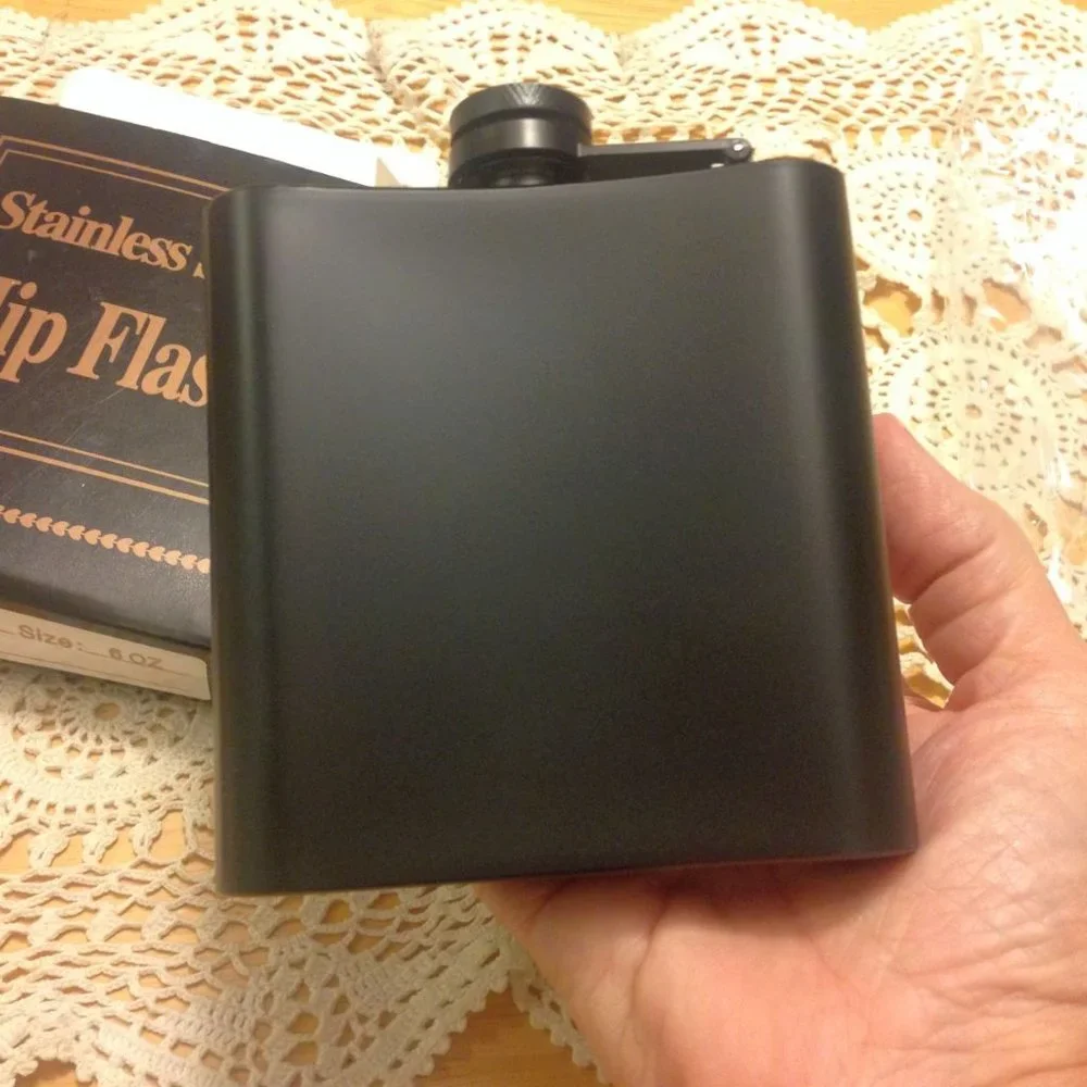 Stainless Steel Hip Flask, black, nwot
